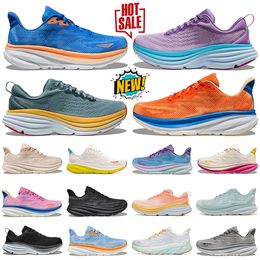 Free shipping running shoes for men women shoes sneakers Bondi 8 Clifton 9 Triple Black White Coastal Sky Vibrant Orange Pink Purple outdoor sport trainers
