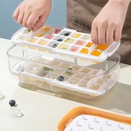 Tools Press Type Silicone Square Ice Mould 2 Layer Ice Cube Trays Lid Mould Box Creative Tool Ice Cube Maker Kitchen Accessories