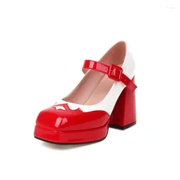 Dress Shoes Oversize Large Size Big High-heeled Square Toe Thick Heel With Fashionable And Sweet Stitching Design