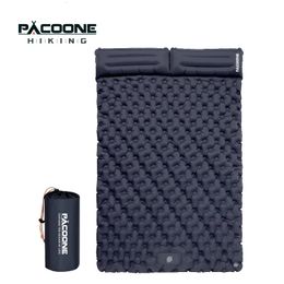 PACOONE Outdoor Camping Double Inflatable Mattress Wide Sleeping Pad Ultralight Folding Bed Sleeping Mat Car Travel Mat 240412