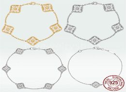 VAC 4 Four Leaf Clover Designer Pendant chain bracelet luxury Necklaces Stud Earring Vintage 925 Sterlling Silver 18K Yellow Gold 1698867