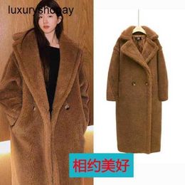 Maxmaras Coat Teddy Bear Womens Cashmere Coats Wool Winter Zhao Lusis Same Liu Taos Star Lamb Plush Korean Edition Loose Ch1n