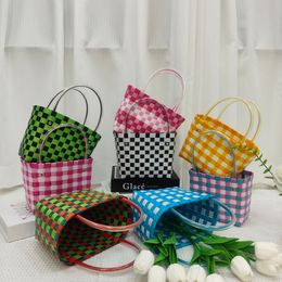 Plastic Handmade Diy Bag Woven Bag Vegetable Basket Gift Children's Bag Small Square Bag Woven Basket Bag Handbag