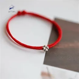 Strand 1PC Red Rope Four-leaf Clover Thread String Bracelet Woven Anklet Lucky Handmade Charm For Women Jewellery