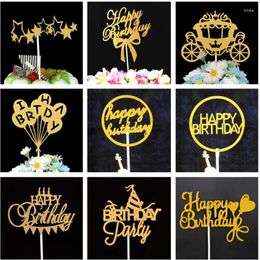 Party Supplies Cake Topper Birthday Decorations Kids Boy Cupcake Toppers Decoration Baby Shower Girl Favours Gold