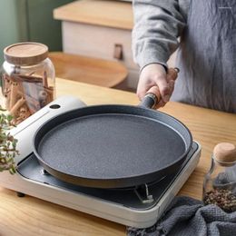 Pans 26cm Thickened Cast Iron Non-Stick Frying Pan Cake Pancake Crepe Maker Flat With Anti-heat Wood Handle Cooking Utensils