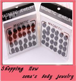 fashion fake earring stud 24pcslot 8mm magnetic circle round balck ear stud magnetic earrings5431479