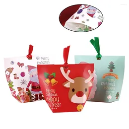 Storage Bottles 12pcs Christmas Candy Boxes Biscuit Holder Gift Container Party Supplies (Red Elk White Background Santa Green