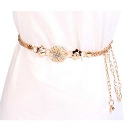 Waist Chain Belts Fashion Elegant Metal Waist Chain Belt Gold Buckle Body Chain Dress Belt