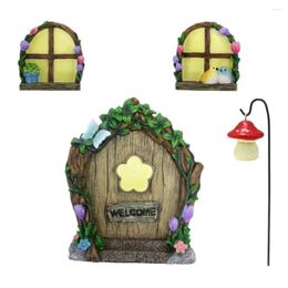 Garden Decorations Tree Hanging Ornament Courtyard Glow Dark Ornaments Miniature Fairy Window Door Set Pendant For Outdoor