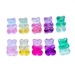 Decorative Flowers Glitter Gradient Cartoon Bear Flat Back Resin Cabochons Embellishments DIY Kids Hair Bows Accessories Phone Case Decor