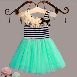 Girl Dresses 2024 Summer Baby Dress Stripe Bow Party Tutu Princess Puffy Tulle Infantil Lace Kids For Girls Clothes