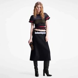 Leisure Women's Dress Designer Skirt Classic Retro Knitted Dress Fashion Clothing Gold Button Luxury High Grade Acetic Acid Half skirt 5356