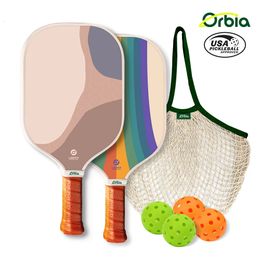Orbia Sports Pickleball Paddle Sets Includes 2 Carbon Fibre Paddles 4 Pickle Balls 1 Carry Bags Rackets Honeycomb Core 240425