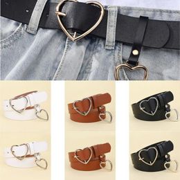 Belts Alloy Heart Shape Pendant Trouser Dress Simple Style PU Leather Thin Waist Strap Durable Belt