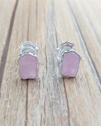 Bear Jewelry 925 Sterling Silver earrings Silver Bear Color Earrings With Rose Quartzite Fits European Jewelry Style Gift 815433615226332