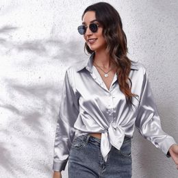 Women's Blouses 2024 Satin Shirt Silk Top Elegant And Comfortable Long Sleeve Loose Fit Spring Fashion Casual Street Button