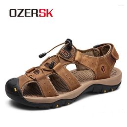 Sandals OZERSK Fashion Summer Leisure Beach Men Shoes Breathable Leather Causal High Quality Men's 38-48