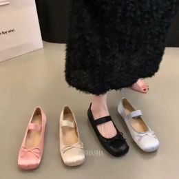 Boots New Spring Summer Flat Ballet Shoes Women's Shoes Retro Satin Mary Jane Shoes Ballet Flats Women Zapatos Mujer