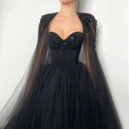 Party Dresses Exquisite Pearls Evening With Cape Sleeves Fashion Sweetheart Beads A-Line Prom Gowns Luxury Sweep Train