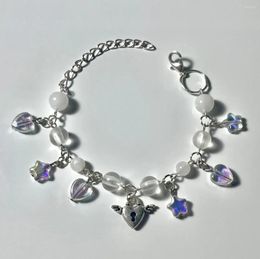 Strand White Beaded Heart Chain Bracelet