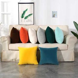 Cushion/Decorative Candy Colour Cushion Cover Solid Colour Velvet Cushion Cover For Sofa Car Home Decorative Cover Simple Decoration 50*50cm