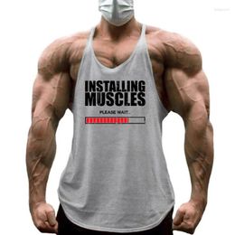 Men's Tank Tops Summer Y Back Gym Sports Men Cotton Bodybuilding Fitness Workout Graphic Printed Breathable Top