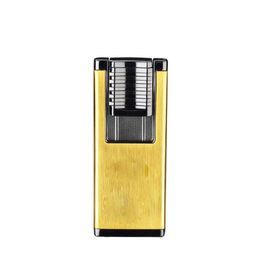 Metal Dual Flame Cigar Lighter With Hidden Cigar Punch -Refillable Without Gas Lighter With Custom