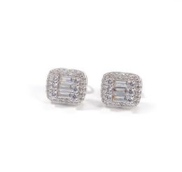 Hip Hop Stud Earrings Jewellery Fashion Mens Square Gold Silver High Quality Zircon Earring3247980