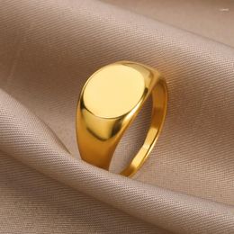 Cluster Rings Stainless Steel Mens Ring Cool Punk Simple Square Vintage Jewelry Gold Color For Men Bar Party Accessories Finger BFF