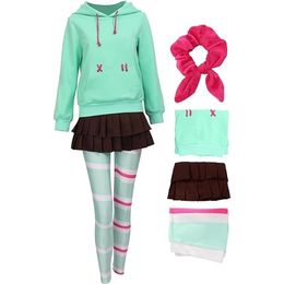 Cosplay Capuz de capuz Skirt Us Size Roupenting Leggings com Hairtie para Halloween