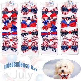 Dog Apparel 6PCS/SET Bowties Necklace Grooming American Independence Days 4th Of July Festival Small Dogs Collars Accessories