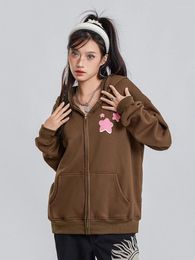 Women's Hoodies Women S Autumn Casual Hooded Coat Long Sleeve Star Print Zip Up Hoodie With Pockets