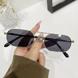 Sunglasses Hip Hop Small UV Protection Beach/Travel/Streetwear 90's Glasses Metal Frame Rectangular Sun