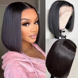 hd lace human hair wigShort Straight Bob Wig Human Hair Wigs 180% Density Pre-Plucked Lace Frontal Brazilian Remy Wigs for Black Woman