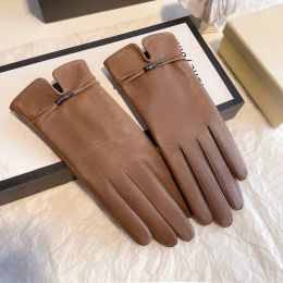 Women's Winter Fleece Gloves Retro Fashion Ladies Sheepskin Leather Gloves Warm Thick Velvet Lined And Mittens