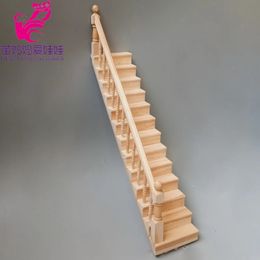 1 12 1 8 Doll House Diy Model Mini Furniture Stairs Plain with Handrails Mini Wooden Staircase Diy Accessories 240423