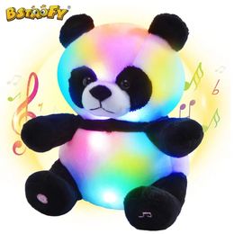 Bstaofy LED Panda Stuffed Animal Glow Plush Toys Lightup Birthday Gift for Kid Girls Luminous Cute Soft Black White Toy 240416