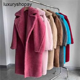 Maxmaras Coat Teddy Bear Womens Cashmere Coats Wool Winter All Lamb Pellet Sheep Sheared Long Fur Thickened Loose Mai