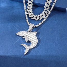 Designer Pendant Necklaces Popular Hip Hop High End Shark Fashion Zinc Alloy Full Diamond Cuban Chain Item Personalized Necklace