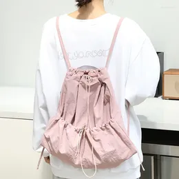 School Bags 2024 Summer Lightweight Nylon Backpack Fashion Drawstring Folded Leisure Art Large Capacity Student