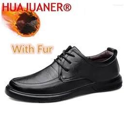 Casual Shoes Autumn Winter Men Genuine Leather Mens Sneakers Classic Business Comfort Rubber Oxford