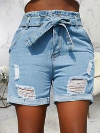 Women's Jeans 2024 Fashion Trendy Slim Fit Denim Shorts Summer Stretchy Breathable Straight Casual Empire Waist Button Pants