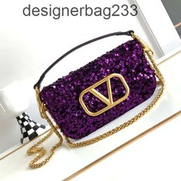 Bags Sequins Beads Purse Valeenttino Small Leather Goods Diagonal Shiny Cross Square Baguette High-end Designer Fashionable Womens Chain Bag YNR8