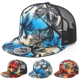 Ball Caps Cool Hawaiian Coconut Tree Hip Hop Unisex Summer Quick Drying Trucker Hats Stylish Flat Brim Baseball Cap Women Men Hat