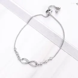 Charm Bracelets Luxurious Crystal Bracelet Silver Color Adjustable Infinity For Women Fashion Jewelry Dropship