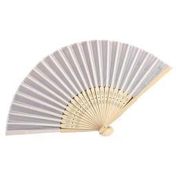 7-Inch White Silk Fan White Cloth Fan Plain Wedding Folding Fan Bamboo Fan DIY Creation Blank Printed Advertisement