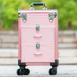 Suitcases Professional Makeup Case With Wheels Luggage Large Capacity Make Up Bag Artist Trolley Nail Storage Suitcase Tattoo Toolbox