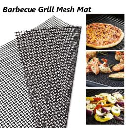 Accessories Nonstick Barbecue Mesh Mat Reusable Heat Resistance BBQ Baking Net Pad Kitchen Cooking Smoker Mat Liner Accessorie Tool