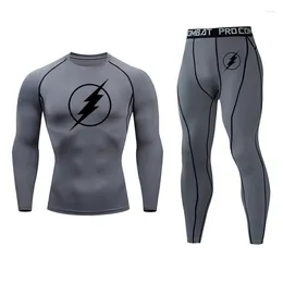 Men's Thermal Underwear Flash Top Quality Men Compression Set Fitness Winter Long Johns Gym Jogging Suit